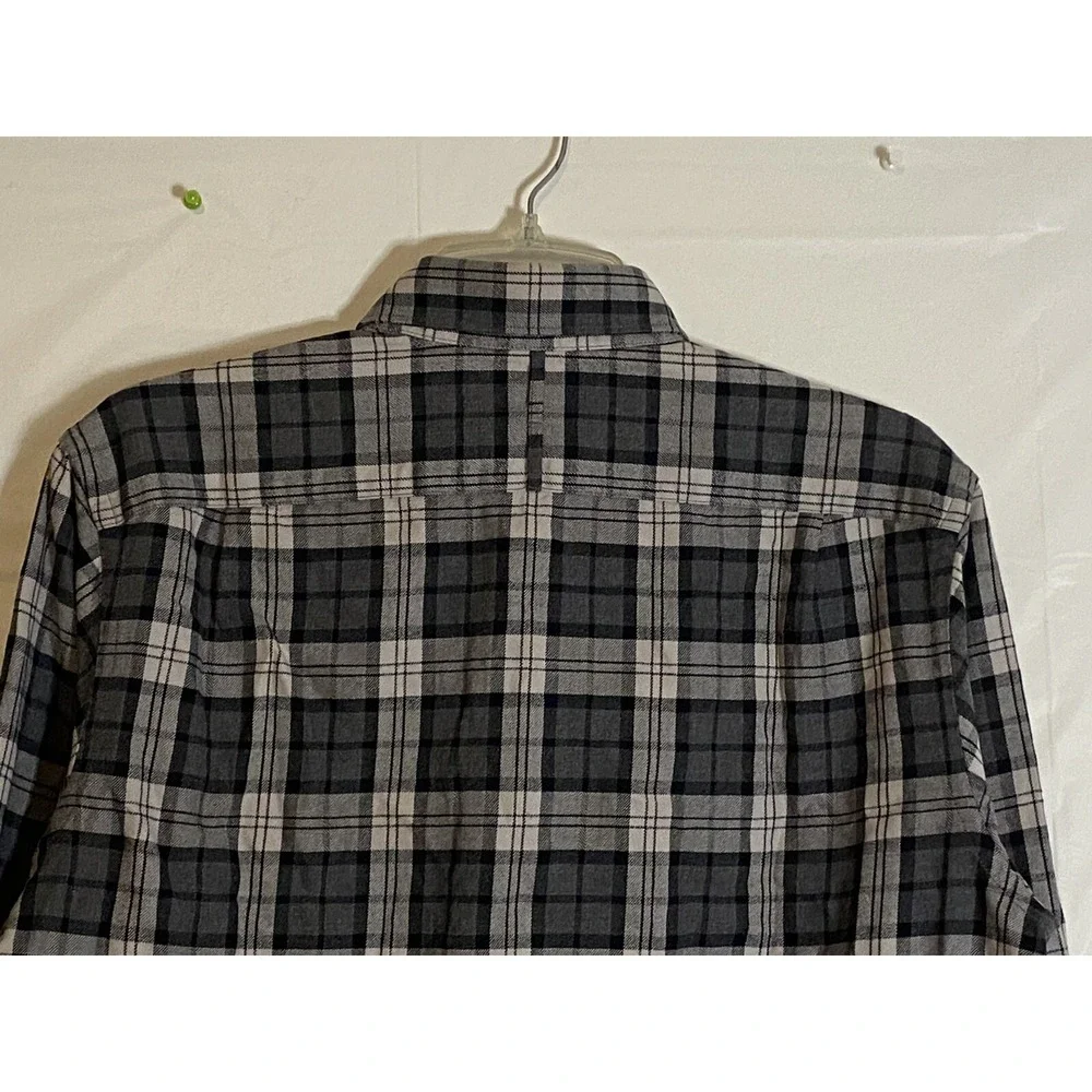 Banana Republic Men Shirt Size M Button Down‎ Gray Plaid Long Sleeve Dress Shirt